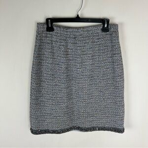 St. John Couture Tweed Beaded Pencil Skirt Blue Size 10